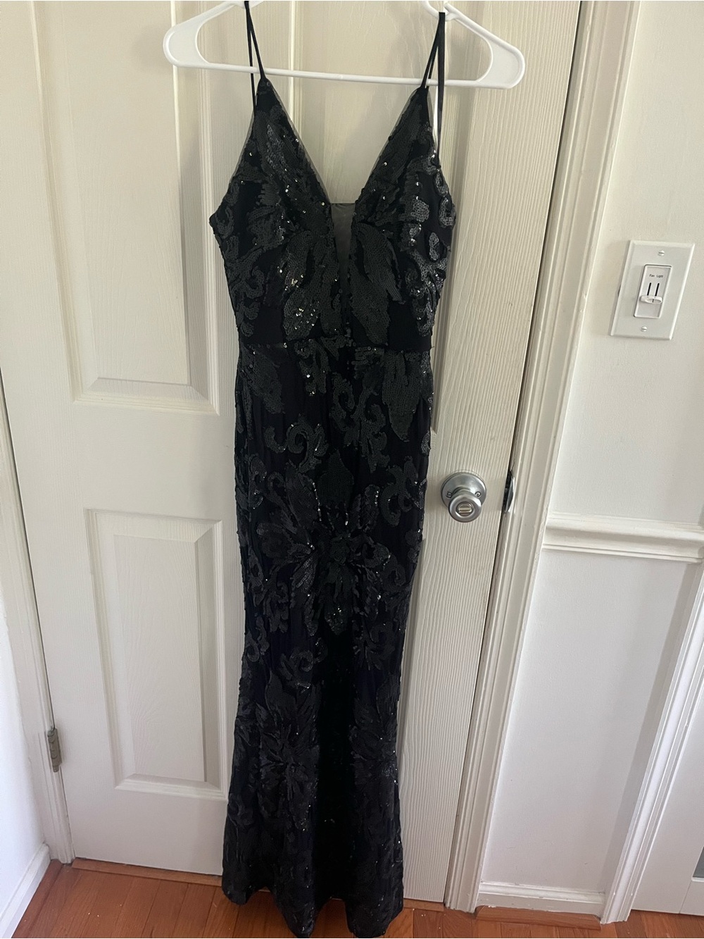 Avery Black Sequin V-Neck Maxi Dress